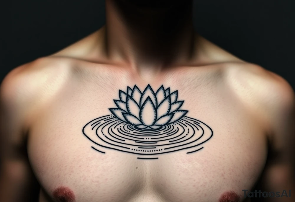 serene lotus flower emerging from sacred waters with ripples tattoo idea