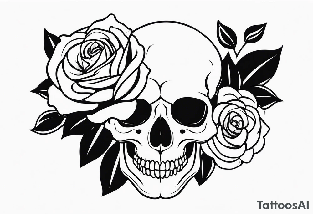 skull and roses tattoo idea