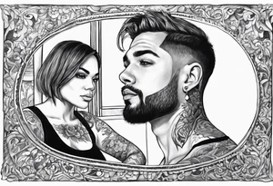 Transgender man looking in mirror to a girl tattoo idea