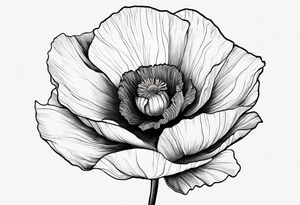 one poppy flower with an anchor and two mountains behind it tattoo idea