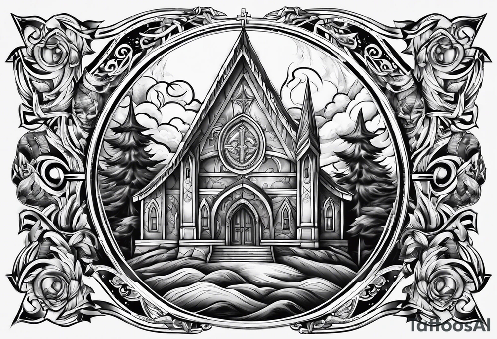 Valhalla word church tattoo idea