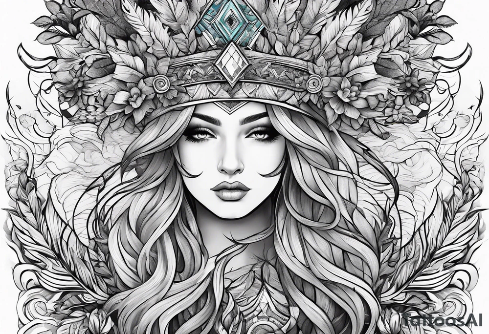 plume and tree tattoo idea