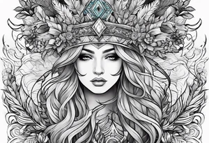 plume and tree tattoo idea