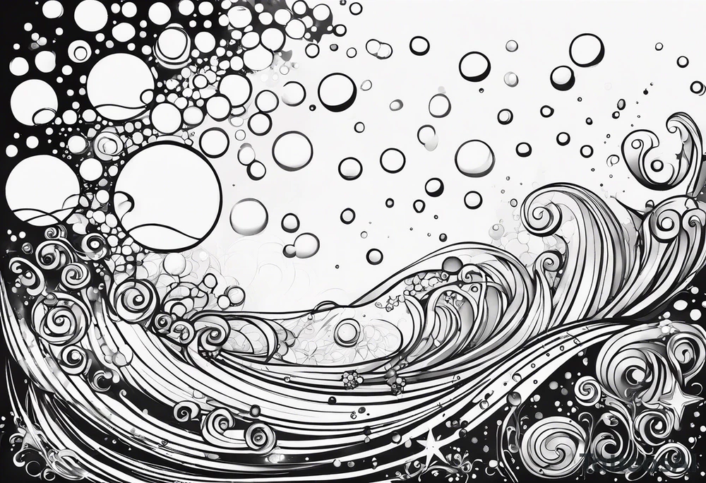Draw me some magical really simple underwater bubbles and simple stars tattoo idea