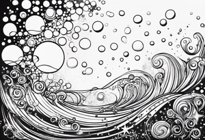 Draw me some magical really simple underwater bubbles and simple stars tattoo idea