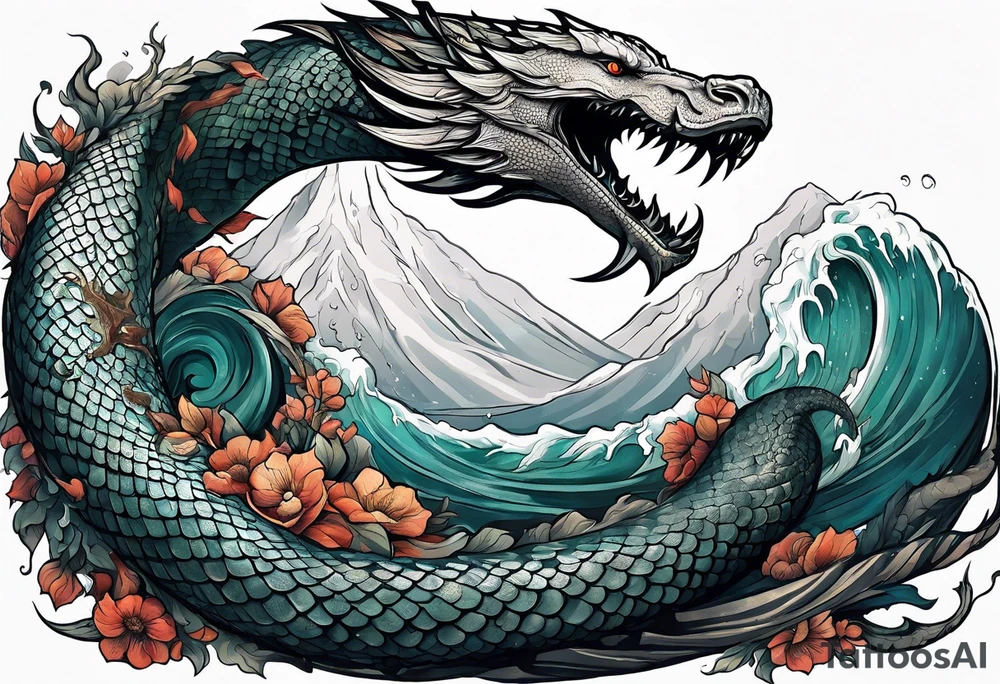 a Sleeve tattoo Jörmungandr the World Serpent, as depicted in God of War. tattoo idea