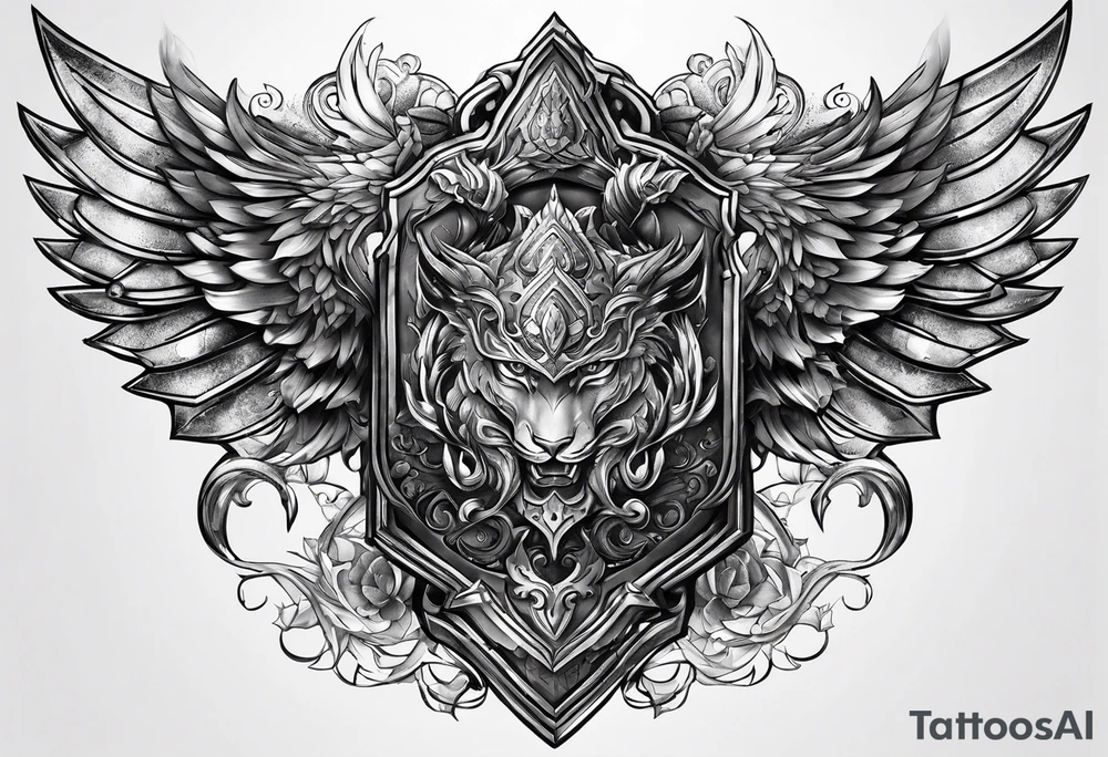 Armor for upper arm and chest tattoo idea