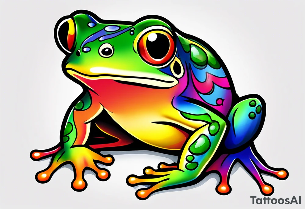 Small frog with pride flag tattoo idea