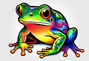 Small frog with pride flag tattoo idea