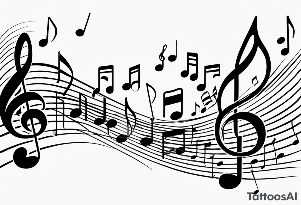 Musical notes connecting toddlers dancing tattoo idea