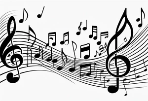Musical notes connecting toddlers dancing tattoo idea