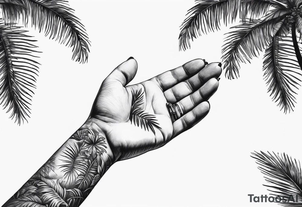 palm tree but switch leaves with hands tattoo idea
