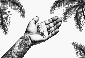 palm tree but switch leaves with hands tattoo idea