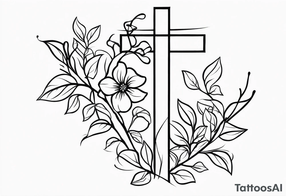 cross with a wrapping vine tattoo idea