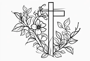 cross with a wrapping vine tattoo idea