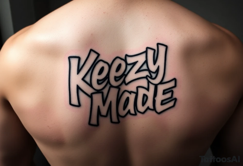 Graffiti spray paint style bubble lettering (KeezY MadE) tattoo idea