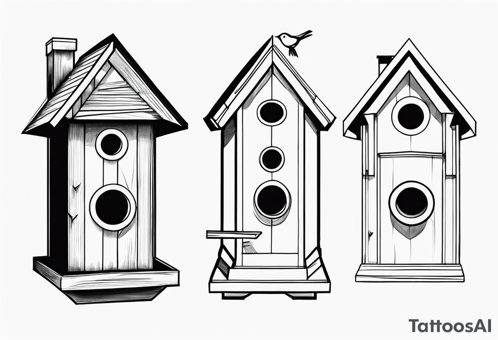 Outline of a birdhouse tattoo idea