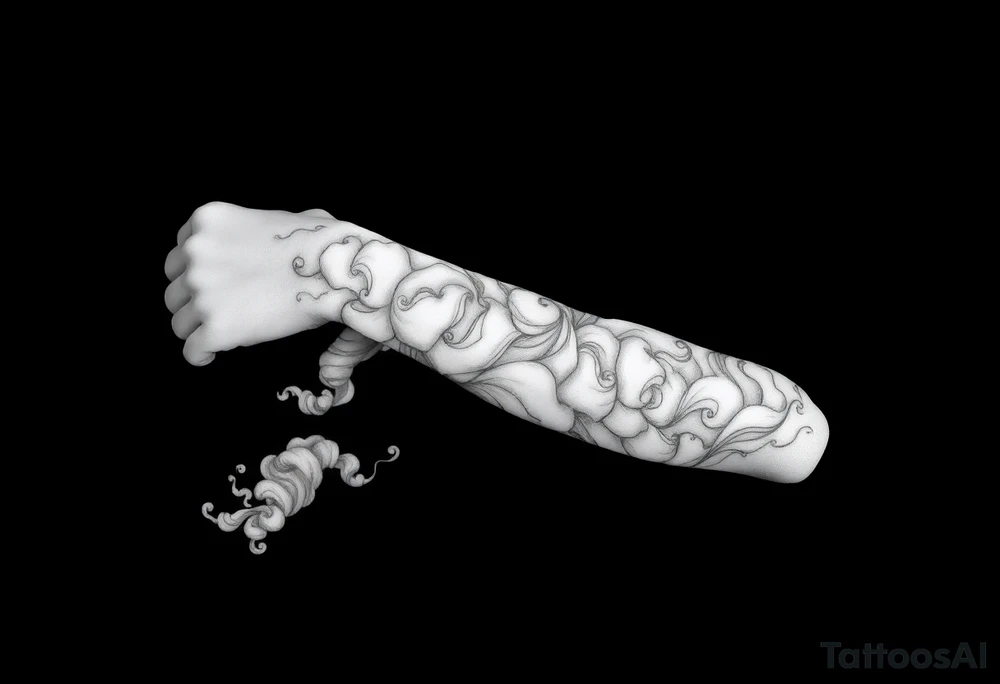 Ethereal Celestial dreamy swirling intergalactic space clouds daintily flowing like light wispy smoke tattoo idea