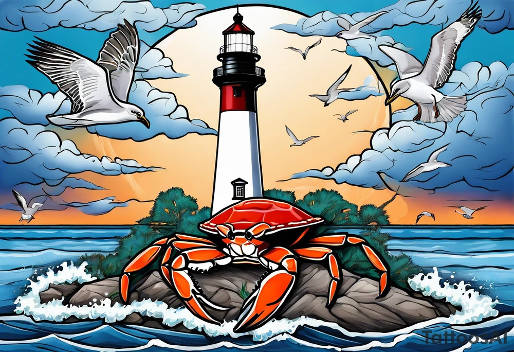 Barnegat lighthouse, blue crab, nautical rope, flip flops, pizza, seagulls tattoo idea