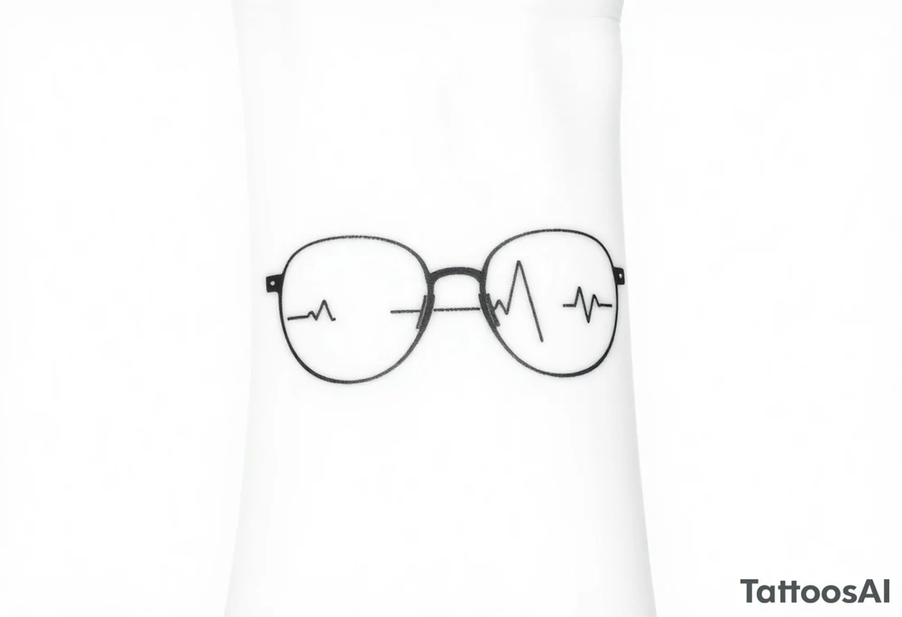 Glasses with heart lines running through them
A heartbeat-shaped line runs through the lenses of the glasses, symbolizing the importance of taking care of yourself and your eyes. tattoo idea