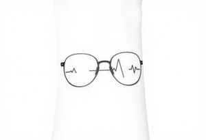 Glasses with heart lines running through them
A heartbeat-shaped line runs through the lenses of the glasses, symbolizing the importance of taking care of yourself and your eyes. tattoo idea