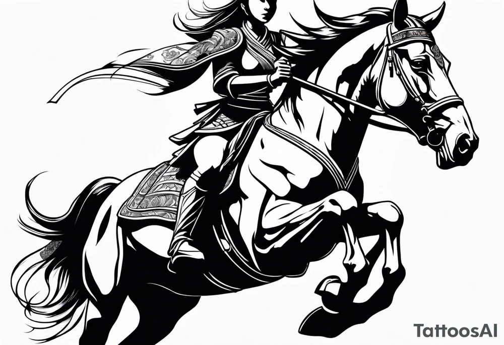 Horse samurai girl tattoo idea