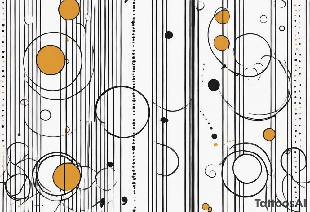 vertical lines with circles and dots tattoo idea