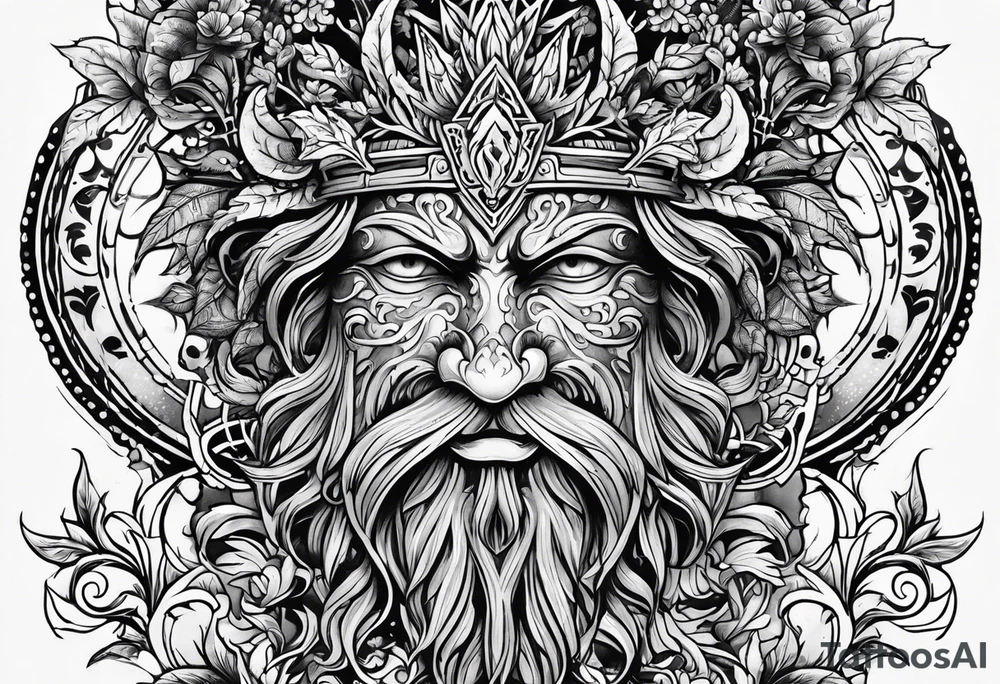 Greenman design on my arm. Relatively simple but Incorporating divine masculine, pagan, Pan, a phallus subtlety in the design as well. Brotherhood. tattoo idea