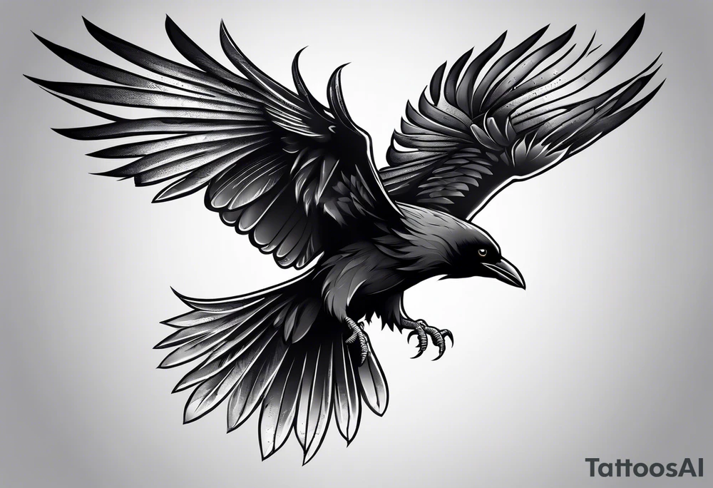 Crow with wings spread out tattoo idea