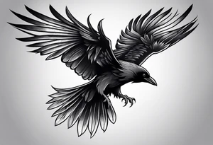 Crow with wings spread out tattoo idea