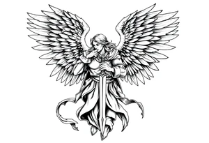 Holy Archangel, Biblical, Christianity, Hebrew, Guards of Christianity, Holding a sword, having six wings, seraphim, seek justice, love mercy, walk only with God tattoo idea