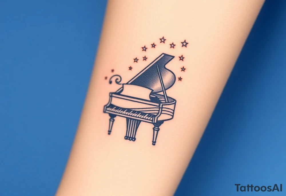 grand piano under the stars swirl treble tattoo idea