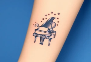 grand piano under the stars swirl treble tattoo idea