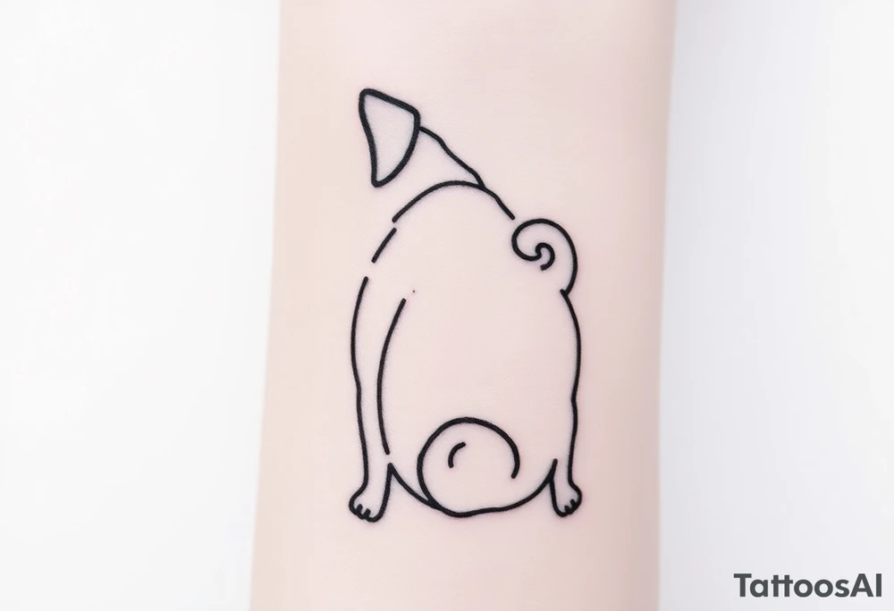 Small pug outline from behind tattoo idea