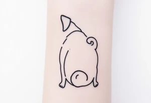 Small pug outline from behind tattoo idea