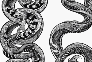 2 giant serpents wrapped around a broadsword tattoo idea