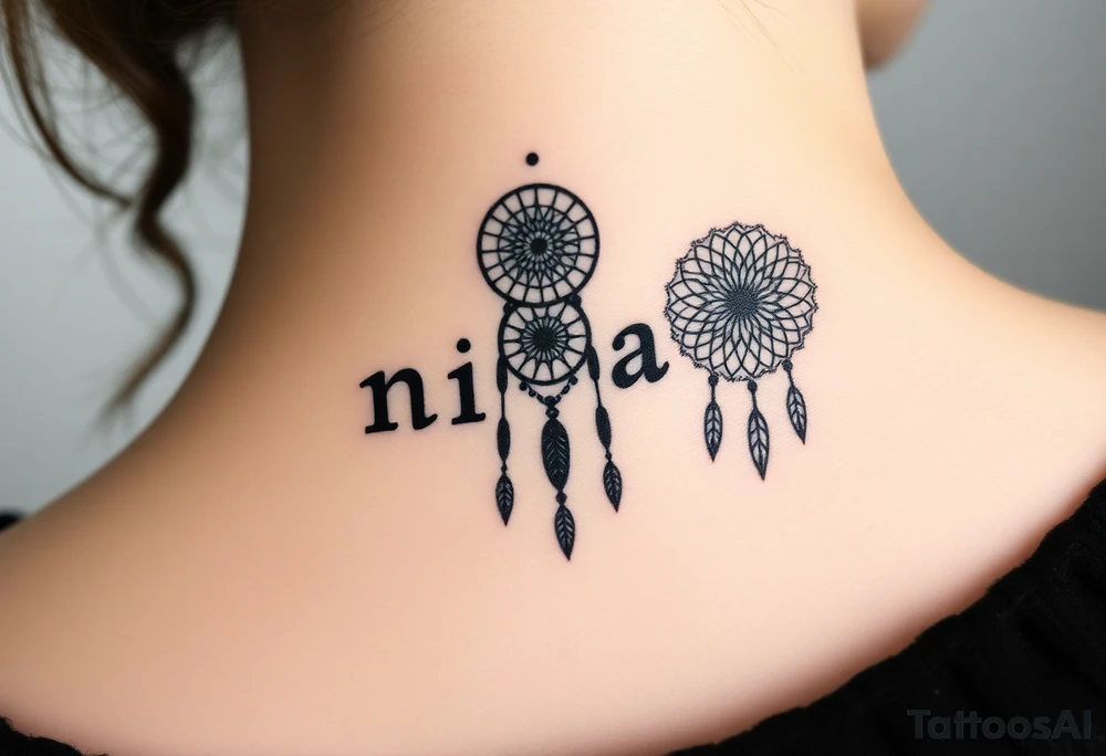 Nia letters with a dreamcatcher tattoo idea