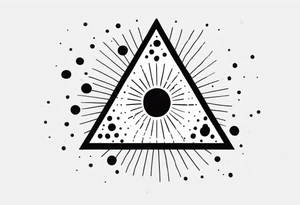 simple sunshine made of black dots with triangles and circles tattoo idea
