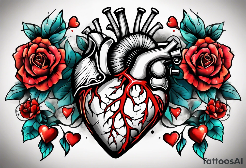 Heart with click in middle hands on 8 and 5 tattoo idea