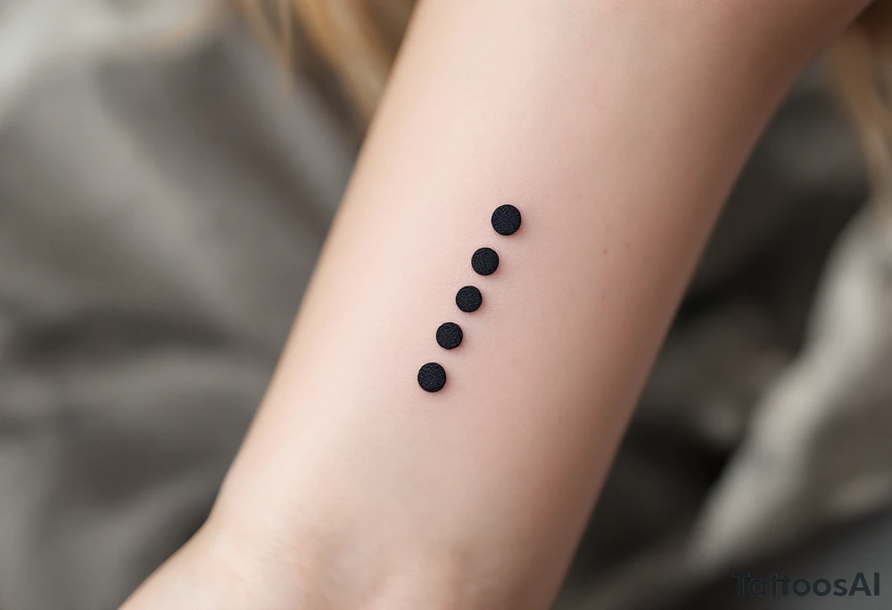 Three charcoal black dots forming a vertical ellipsis. tattoo idea