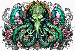 Cthulhu wrap around arm sleeve with other eldritch beasts tattoo idea