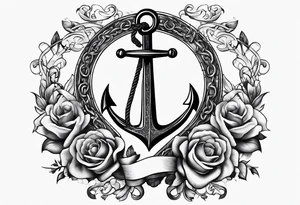 Anchor with ribbon wrapped around and Psalm 23:4 written on ribbon tattoo idea