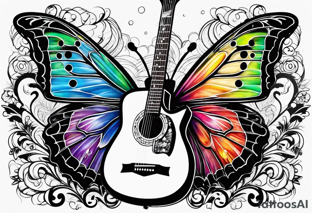 Guitar, butterfly, rainbow, toy story tattoo idea