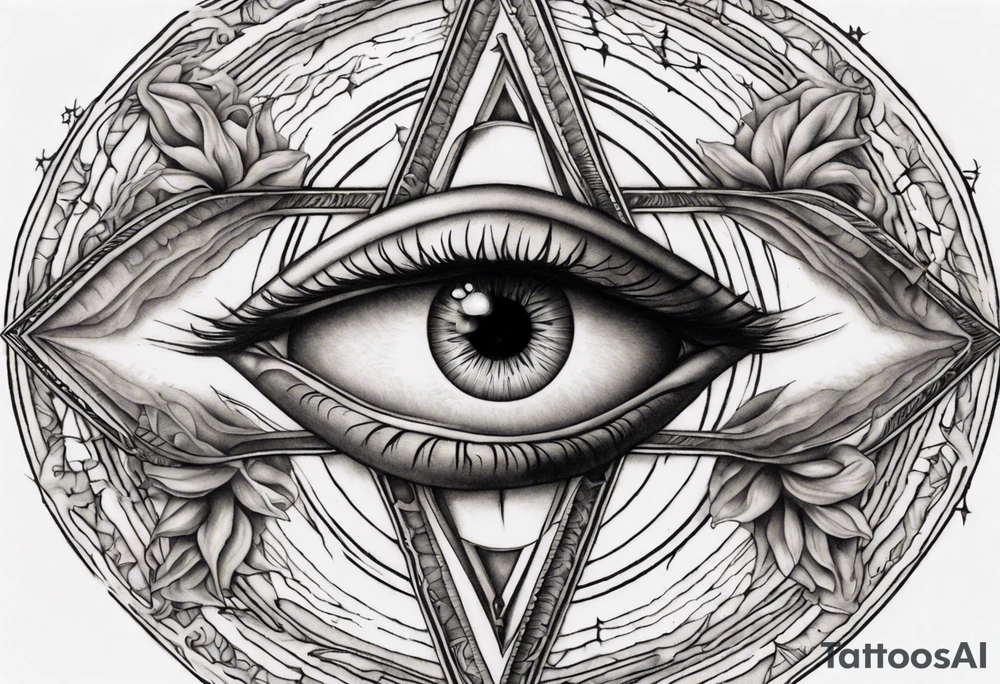 Eye with two irises from the band Tool, inside a heptagram tattoo idea