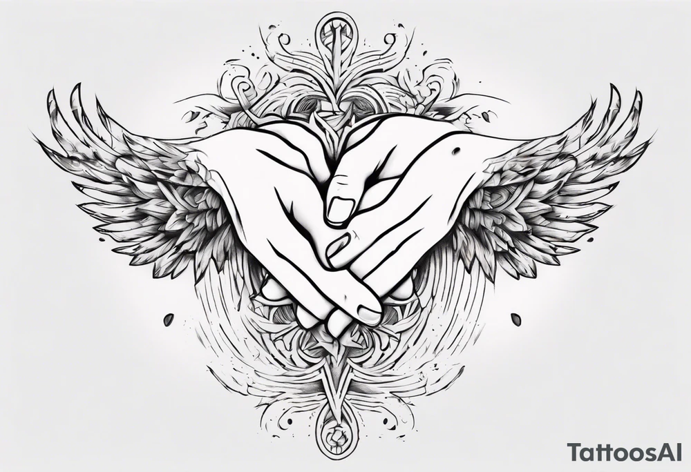 Really simple 
and clean tattoo of 
 that represents the spiruality of
, love and unity. two hands holding tattoo idea