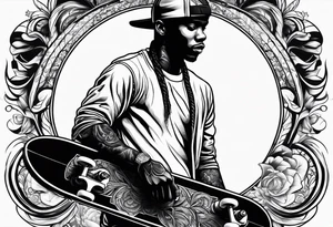 Black person skateboarder tattoo idea