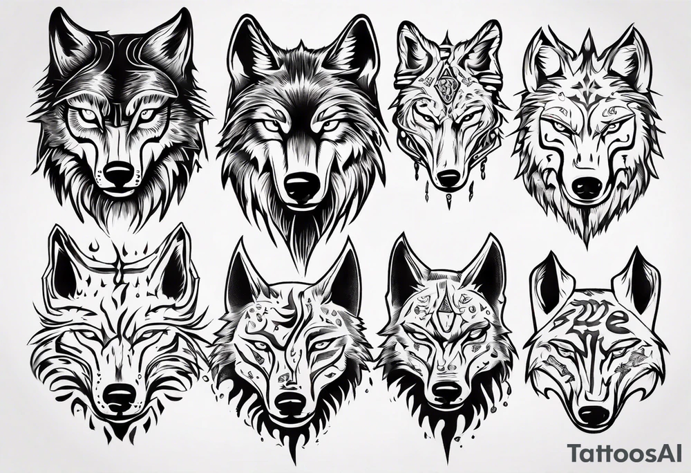 wolf head tattoo idea