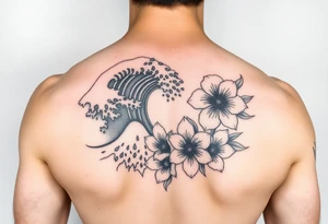 Waves, summer, flowers tattoo idea