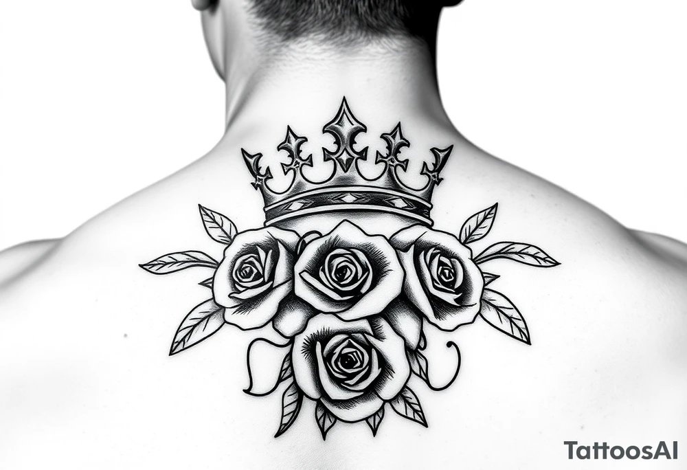 Medium side king crown above the name, David and roses Tatoo idea tattoo idea