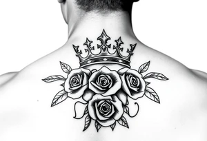 Medium side king crown above the name, David and roses Tatoo idea tattoo idea